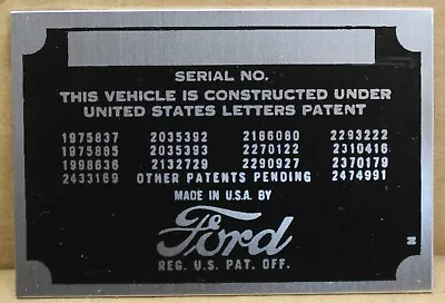 1928-1947 Ford Model A Pickup Truck Data Plate Tag Original Vintage FREE SHIPPIN • $40