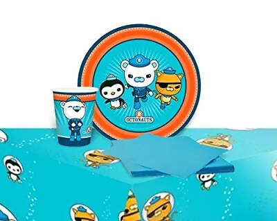 Octonauts Kids Party Pack - Table Cloth Cups Napkins & Plates For 24 Guests • £17.99