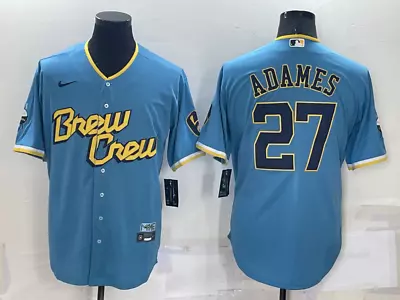 Men's Milwaukee BrewersWilly Adames Powder Blue City Connect Player Jersey • $54.99