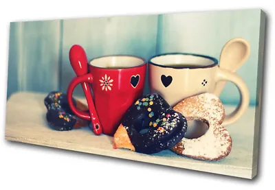 Love Cafe Cake Retro Vintage  Food Kitchen SINGLE CANVAS WALL ART Picture Print • £29.99