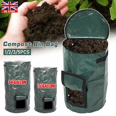 1-5Pcs Garden Yard Compostable Kitchen Waste Organic Compost Bin Alternative Bag • £7.99