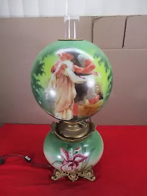 Rare Antique Gone With The Wind GWTW Electrified Parlor Oil Lamp Painted Figural • $599.99