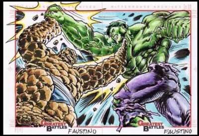 Marvel Greatest Battles Sketch Cards By Norman Jim Faustino The Thing Vs Hulk • $149.95