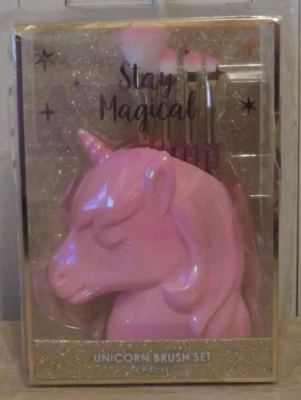 $22.87 • Buy NEW Girls Justice 5 Piece UNICORN BRUSH SET Make-Up Set W/ Holder Pink Glitter