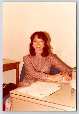 Office Worker Secretary Vintage Snapshot Photograph 1980's • $7.06
