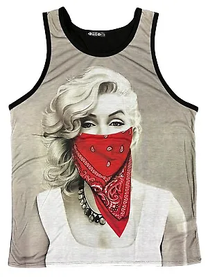 Gangster Marilyn Monroe With Red Bandana Sublimation Poly Tank Tops • $17.99