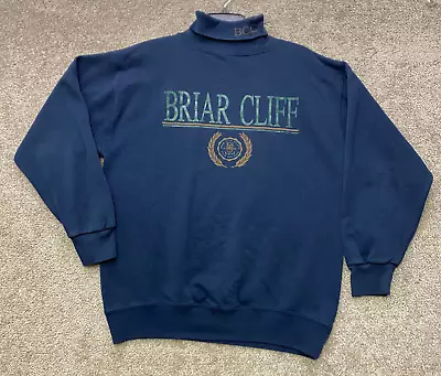 Vintage Briar Cliff College Sweater Adult Large Blue Turtleneck Sioux City USA • $27.99