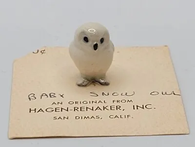 Hagen Renaker Miniature Baby Snowy Owl Ceramic Figurine On Card • Retired  • $32