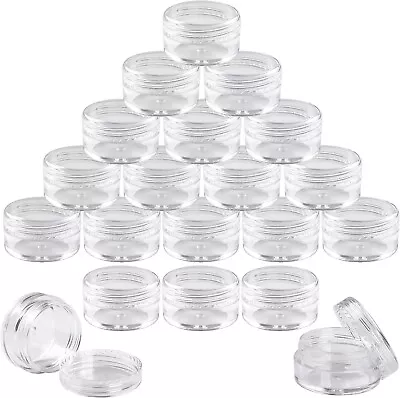 20 X Clear Round Travel Sample Pots Jars Pieces Containers 5ml With Clear Lids • £5.49