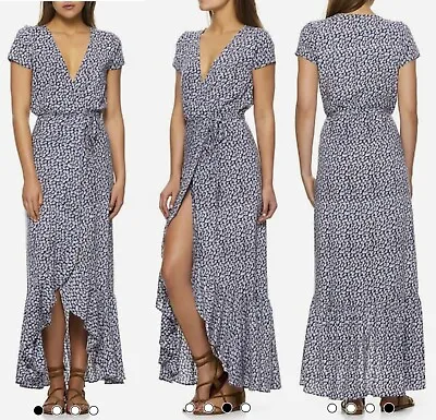 Auguste Blue Floral Wrap Maxi Dress Size 8 • $44.95