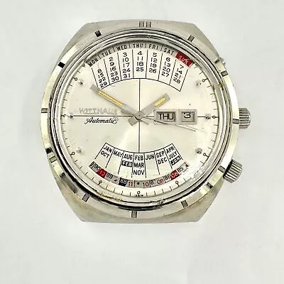 Vintage 42mm Wittnauer 2000 Calendar MenAutomatic Wristwatch W102 Japan Steel • $110