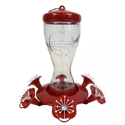 Glass Bottle Red Hummingbird Feeder 28 Oz Nectar Capacity • $22.10