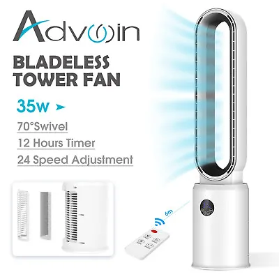 Advwin Bladeless Fan Electric Timer LED Display Summer Tower Fan White • $109.90