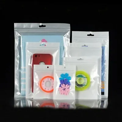$11.95 • Buy Retail Packing White Clear Zip Lock Plastic Bag W/Hang Hole Pouches 100 Pcs/lot