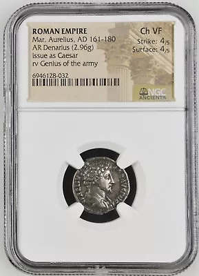 Roman Empire - Marcus Aurelius - AD 161-180 - Silver Denarius - NGC Ch VF • £215