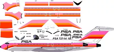 PSA Pink Livery Boeing 727-100 Pointerdog7 Decals For Airfix 1/144 Kit • $10