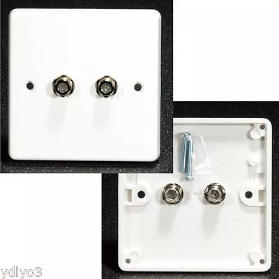 AV TV Wall Plate F-type Sockets For Cable / Satellite Plug-through (female) • £25.50