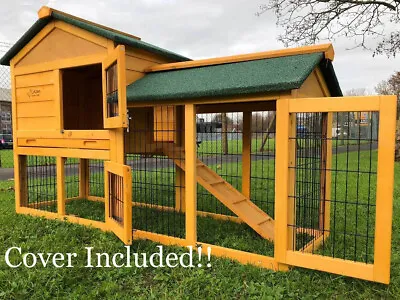 £149.99 • Buy Rabbit Hutch Guinea Pig Hutches Run 2 Tier Double Decker Cage Cover Included