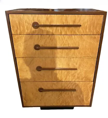 Rare 1930s Art Deco Modern Age Mfg. Co. 4 Drawer Dresser. Burl Wood And Walnut • $3800