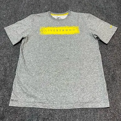 Nike Shirt Mens Large Grey Cotton Blend Dri-Fit Short Sleeve Live Strong Casual • $19.99