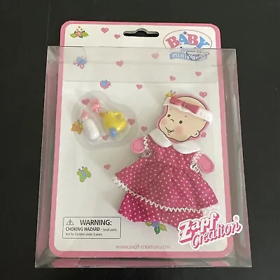 $15 • Buy Zapf Creation Baby Born Mini World 4” Doll Clothes Outfit Pink Polka Dot Outfit