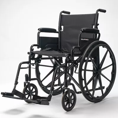 EQUIPMED Portable Folding Wheelchair 24 Inch 136kg Capacity Wheel Chair • $371.18