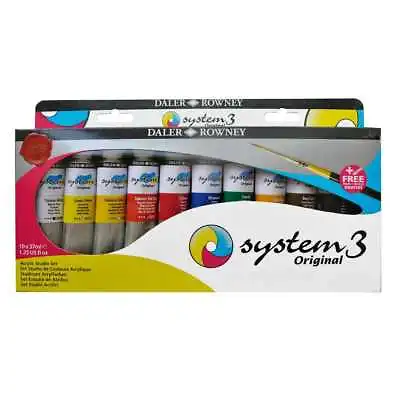 Daler Rowney System 3 Acrylic Studio Set Of 10 X 37ml With Brush • £24.99