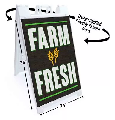 FARM FRESH BLACK WOOD Signicade 24x36 Aframe Sidewalk Sign Banner Decal EBONY • $162.40