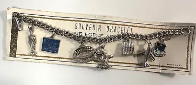 Souvenir US Air Force Academy Charm Bracelet Chapel Plane Insignia Stadium  607 • $14.95