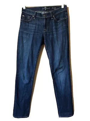 7 FOR ALL MANKIND THE SLIM CIGARETTE JEANS Dark Wash Stretch SIZE 27x29 • $14.99