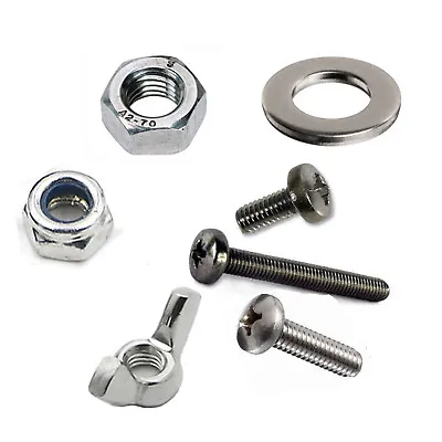 £2.95 • Buy Set PAN HEAD POZI Screw Full Thread Nuts And Washers Stainless Steel M3 M4 M5 M6