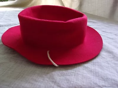 Vtg Bonanza Western Country Cowboy Hat Childs Kids Wood Bead Drawstring Red Toy • $9.99