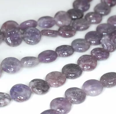 10MM Purple Lepidolite Gemstone Grd A Flat Round 16 Inch (90188410-655) • $9.59