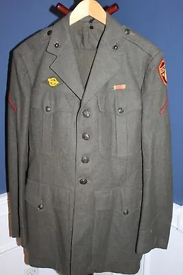 Original WW2 U.S. Marine Corps  FMF-PAC  Patched Wool Jacket & Matching Trousers • $150