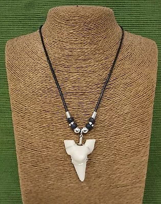 Resin Mako Shark Tooth Resin Pendant Surfer Necklace For Men | Black Necklace • $14.95