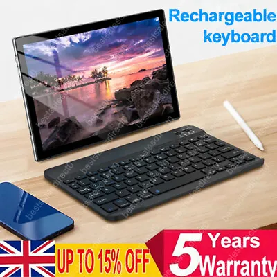 Slim Wireless Bluetooth Keyboard Mouse For IMac IPad Android Phone Tablet Laptop • £11.99