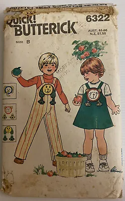 Butterick 6322 Vintage 70s Sewing Pattern Child's Overalls Jumper Sizes: 2-3-4 • $12