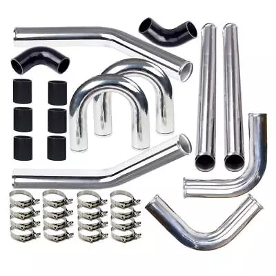 2  Universal Aluminum Intercooler Turbo Piping Kit W/ Silicone Hose Clamps NEW • $88.99