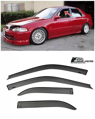 EOS Visors For 92-95 Honda Civic Sedan JDM Smoke Tinted Side Window Deflectors • $26.99