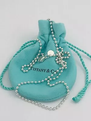 22  Tiffany & Co Mens Unisex Dog Chain Bead Necklace With Blue Pouch • $189