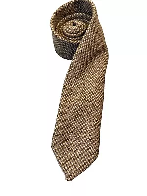 Vintage Robert Talbots Tie Mens Brown Virgin Wool Tweed Skinny Woven England • $19.95