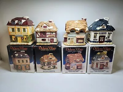 Vintage Dickens Village Ceramic Candle Holder Lot Of 4 Christmas Village • $29.95