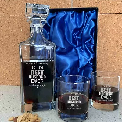 $99.99 • Buy Valentines Day Gift Personalised Engraved Whiskey Decanter Set Gift For Him