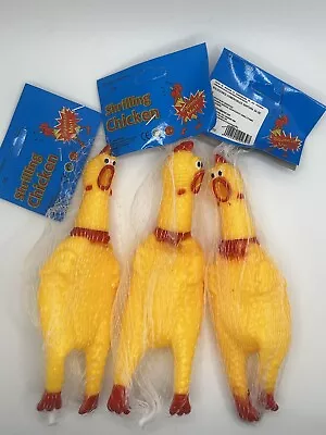 Squeeze Shrilling Screaming Rubber Chicken Toy Squeaker (3 Pack) • $10