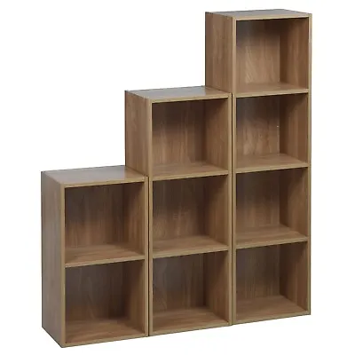 Cube 2 3 Or 4 Tier Wooden Bookcase Shelving Display Storage Shelf Unit Wood • £12.99