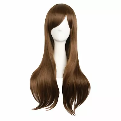 28 /70cm Women Side Bangs Long Curly Hair Cosplay Wig (Brown) • $10.99