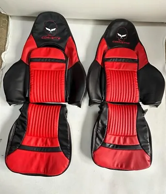 Corvette C5 1997-2004 Synthetic Leather Replacement Sports Seat Cover  Black Red • $260