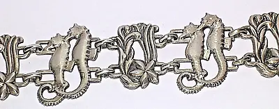 Rare McClelland Sea Horses Mint 7.25  Long Sterling Silver Link Bracelet Barclay • $629.99