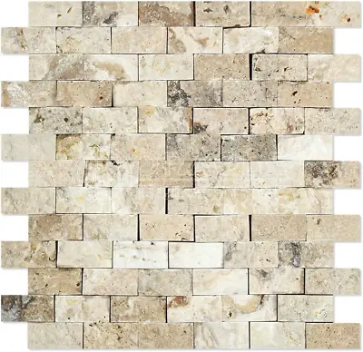 Philadelphia Travertine 1 X 2 Mosaic Tile Split-Faced • $28.82