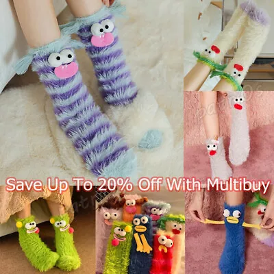 Winter Warm Fluffy Fuzzy Fur Socks Funny 3D Big Eyes Plush Wacky Novelty Sock UK • £4.99